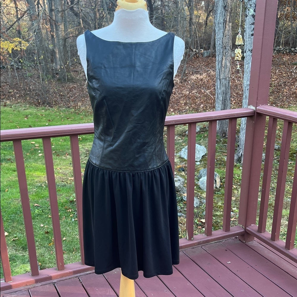 New! Susana Monaco Women’s SZ 6, Black sheep Leather corset Mini Dress.